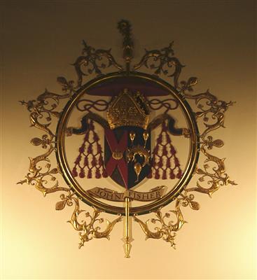 cc01500 Fisher crest.jpg; cc01500; Fisher Crest in Hall; fresco
